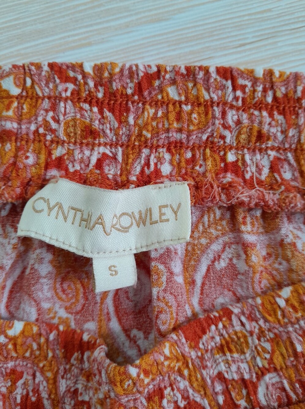 Cynthia Rowley Boho Paislay Maxi Skirt Orange Tassel Tie - Picture 2 of 15
